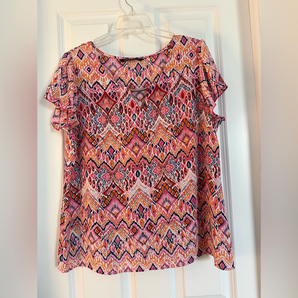 Zac & Rachel short sleeve Sheer PXL Blouse